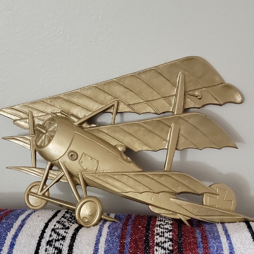 Sexton Gold Vintage Metal  Airplane Wall Decor